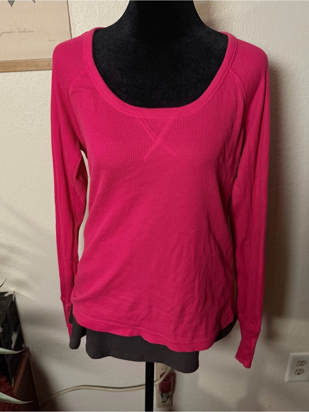 Pink Long-Sleeve Scoop Neck Top